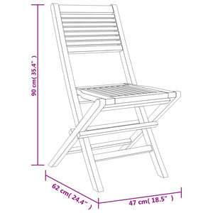 vidaXL Folding Patio Chairs 2 pcs 18.5"x24.4"x35.4" Solid Wood Teak-6