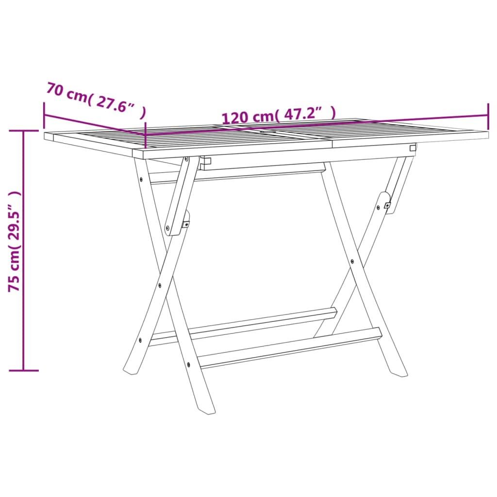 vidaXL Outdoor Dining Table Folding Table Garden Furniture Solid Wood Teak-10