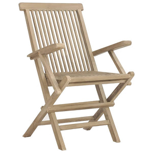 vidaXL Folding Patio Chairs Outdoor Lawn Chair Furniture Gray Solid Wood Teak-12