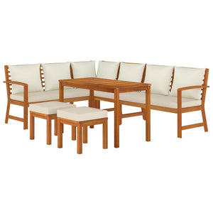 vidaXL 7 Piece Patio Dining Set with Cushions Solid Wood Acacia-1