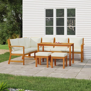 vidaXL 7 Piece Patio Dining Set with Cushions Solid Wood Acacia-0