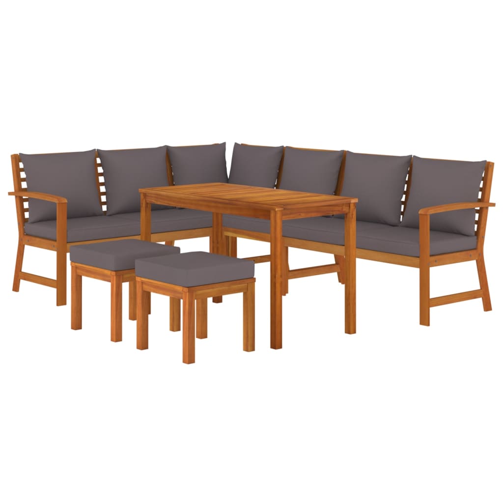 vidaXL 7 Piece Patio Dining Set with Cushions Solid Wood Acacia-1