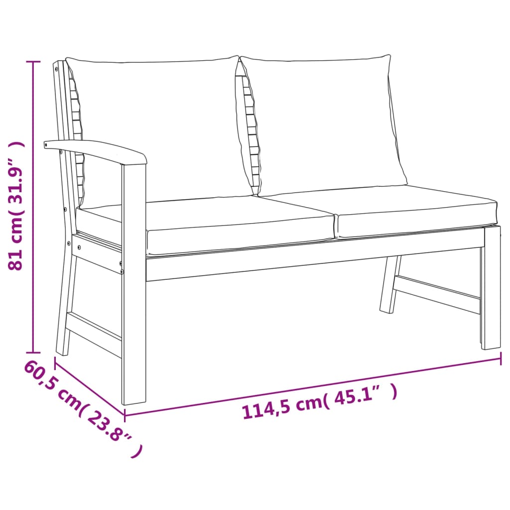 vidaXL 7 Piece Patio Dining Set with Cushions Solid Wood Acacia-7