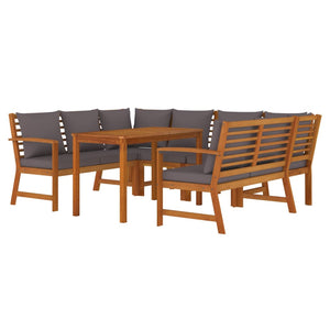 vidaXL 7 Piece Patio Dining Set with Cushions Solid Wood Acacia-1