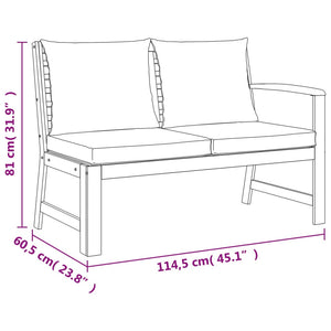 vidaXL 7 Piece Patio Dining Set with Cushions Solid Wood Acacia-7