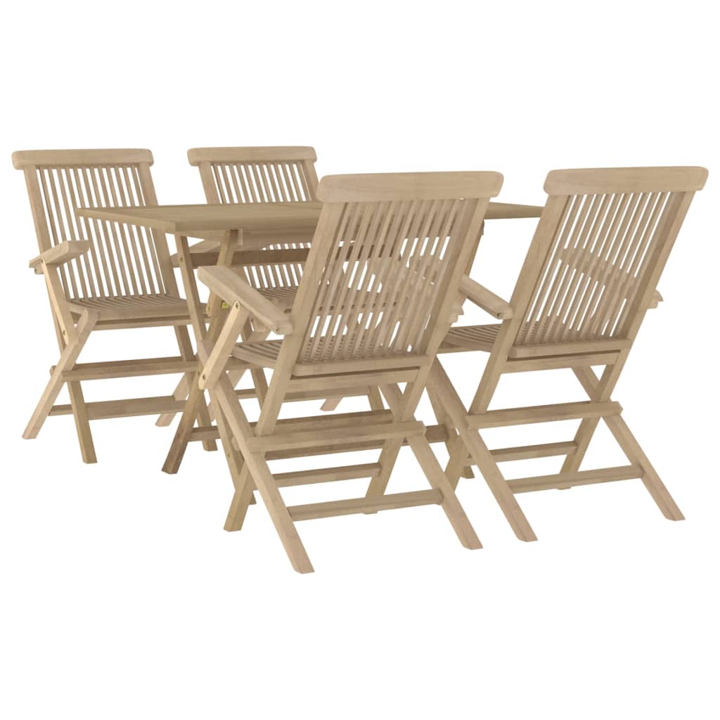 vidaXL Patio Dining Set Outdoor Furniture Set for Garden Gray Solid Wood Teak-1