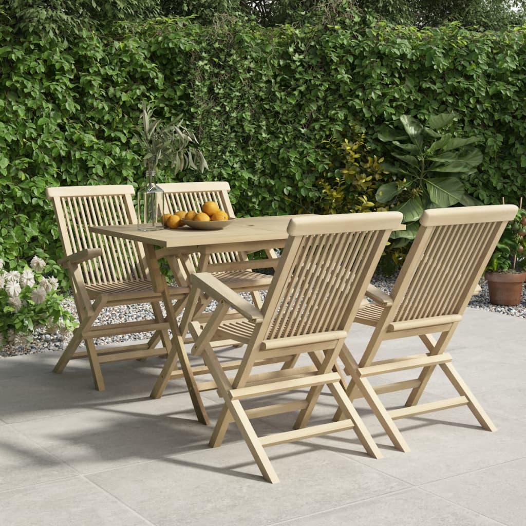 vidaXL Patio Dining Set Outdoor Furniture Set for Garden Gray Solid Wood Teak-5