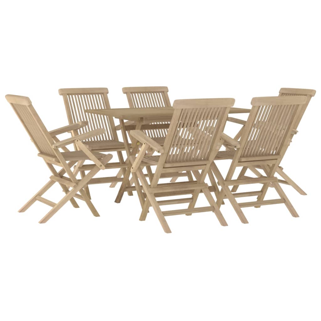 vidaXL Patio Dining Set Outdoor Furniture Set for Garden Gray Solid Wood Teak-4