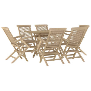 vidaXL Patio Dining Set Outdoor Furniture Set for Garden Gray Solid Wood Teak-4