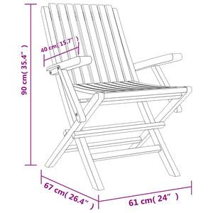 vidaXL Folding Patio Chairs 4 pcs 24"x26.4"x35.4" Solid Wood Teak-3