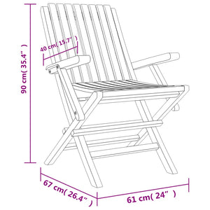 vidaXL Folding Patio Chairs 6 pcs 24"x26.4"x35.4" Solid Wood Teak-3