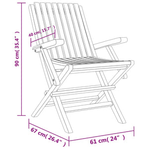 vidaXL Folding Patio Chairs 8 pcs 24"x26.4"x35.4" Solid Wood Teak-3