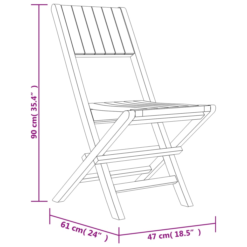 vidaXL Folding Patio Chairs 8 pcs 18.5"x24"x35.4" Solid Wood Teak-1