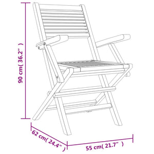 vidaXL Folding Patio Chairs 6 pcs 21.7"x24.4"x35.4" Solid Wood Teak-3