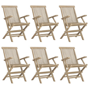 vidaXL Folding Patio Chairs Outdoor Lawn Chair Furniture Gray Solid Wood Teak-19