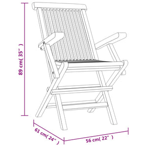 vidaXL Folding Patio Chairs Outdoor Lawn Chair Furniture Gray Solid Wood Teak-25