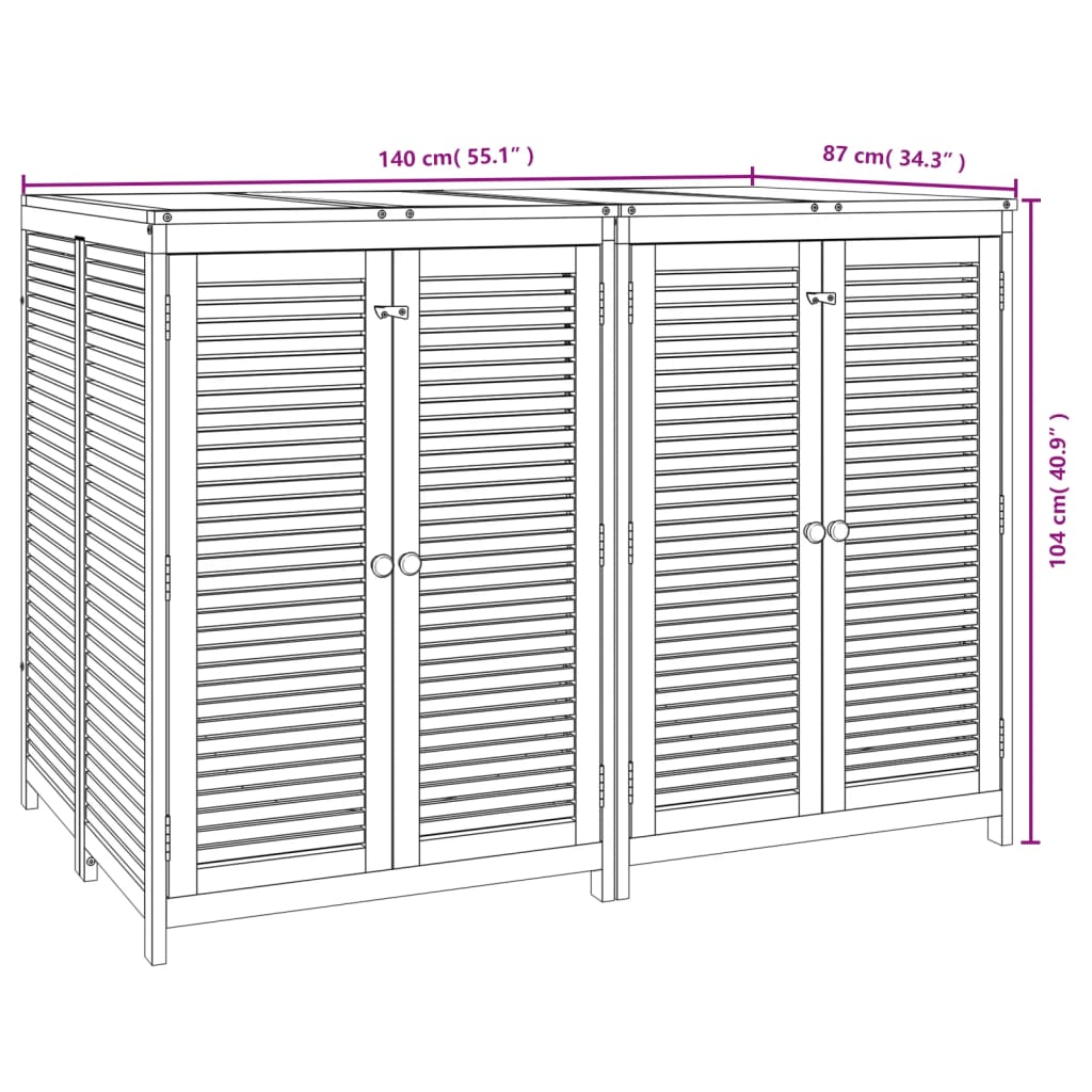 vidaXL Patio Storage Box Outdoor Lockable Storage Tool Chest Solid Wood Acacia-18