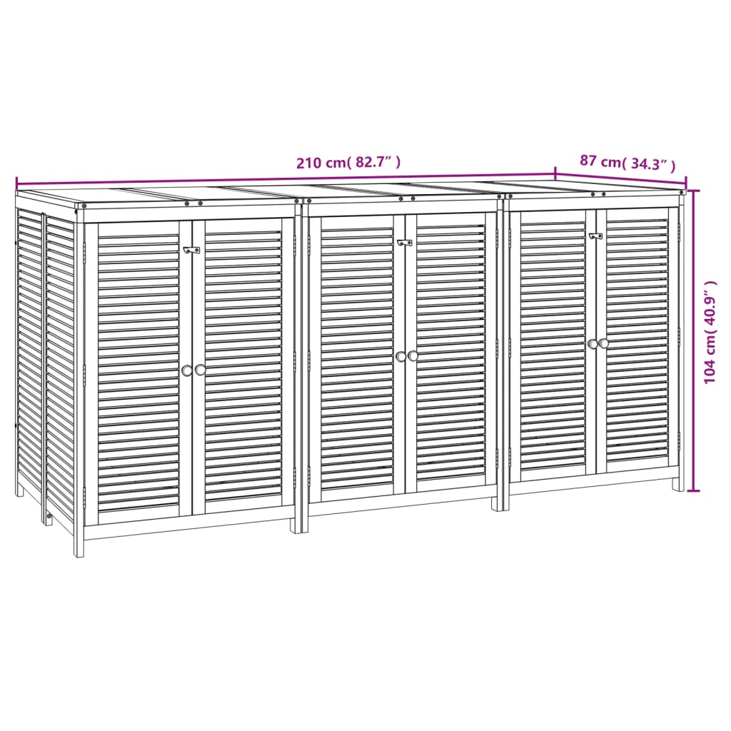 vidaXL Patio Storage Box Outdoor Lockable Storage Tool Chest Solid Wood Acacia-20