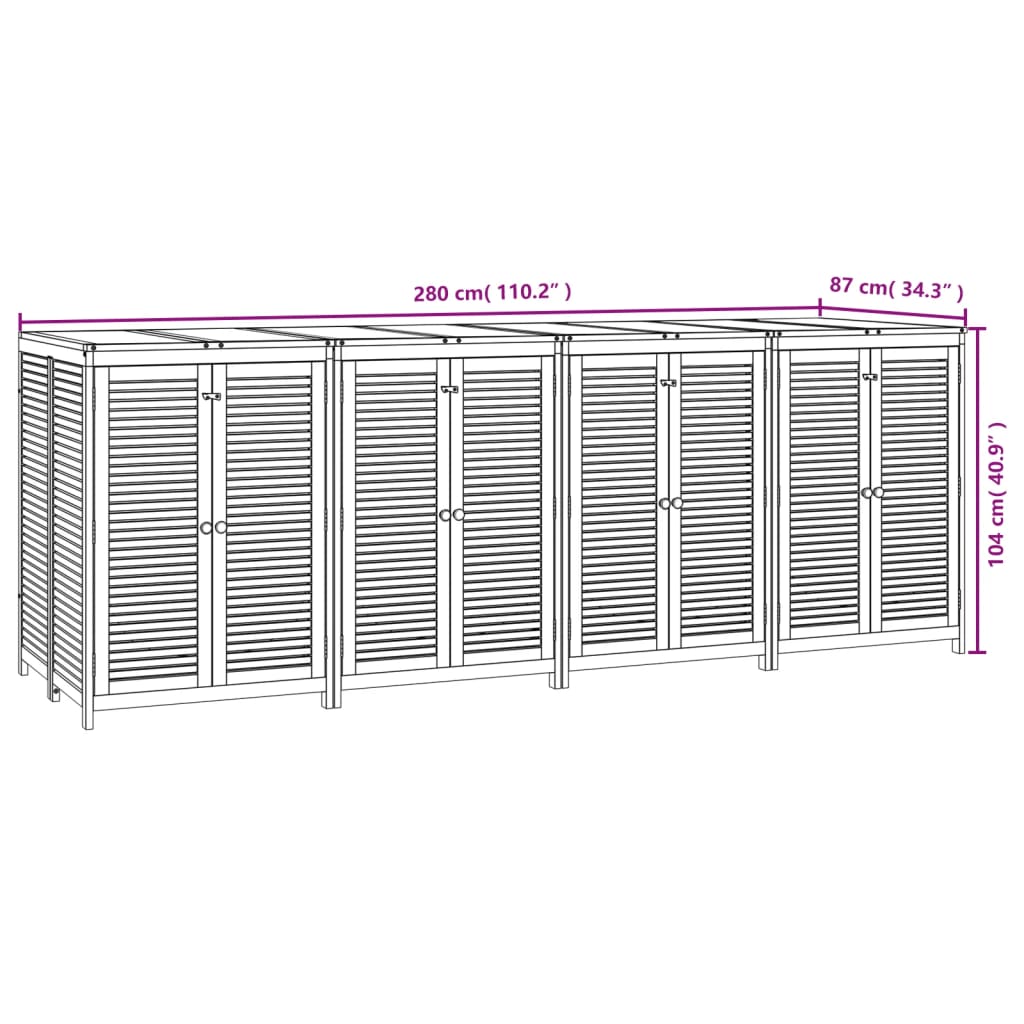 vidaXL Patio Storage Box Outdoor Lockable Storage Tool Chest Solid Wood Acacia-19