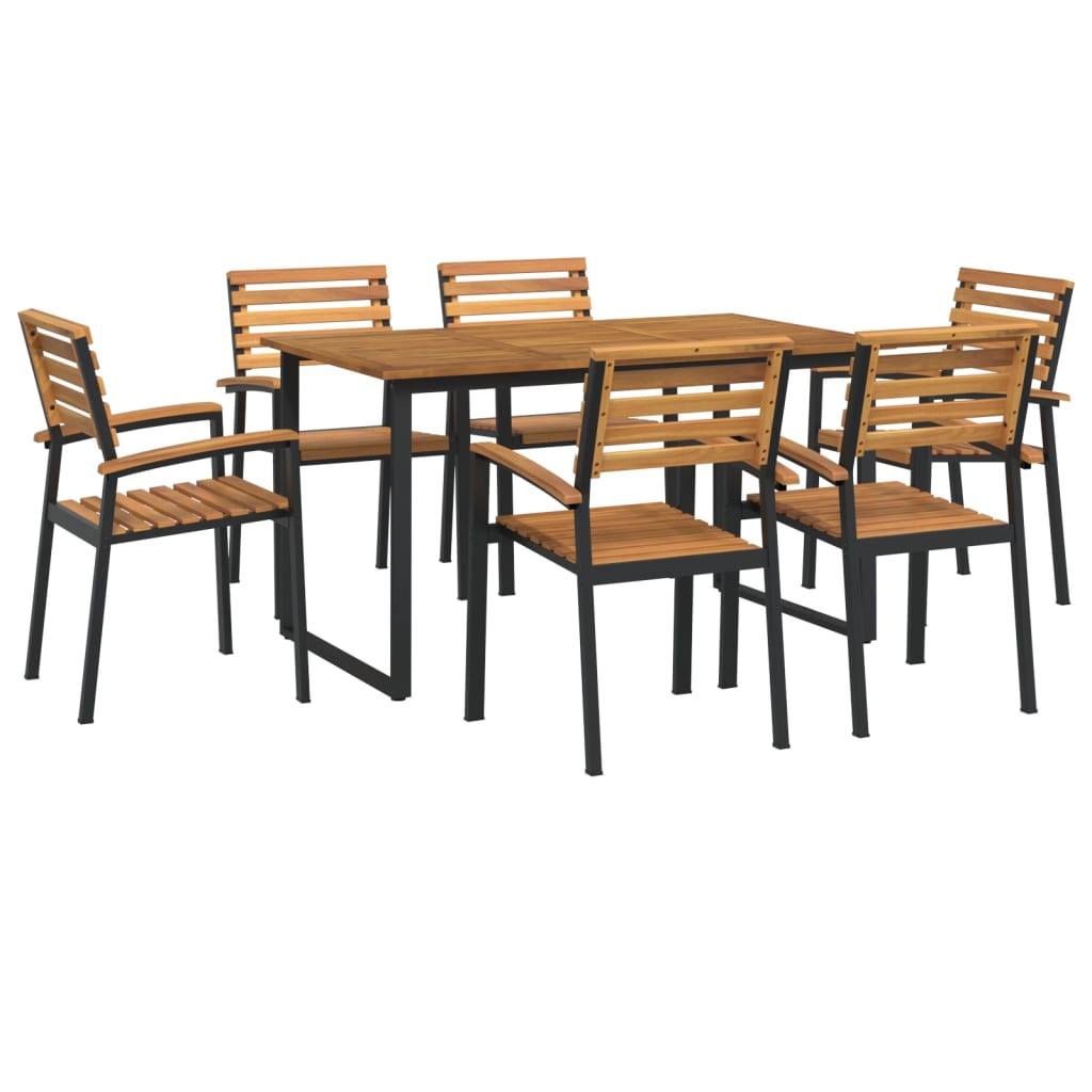 vidaXL Patio Dining Set Outdoor Table and Chair Solid Wood Acacia and Metal-0