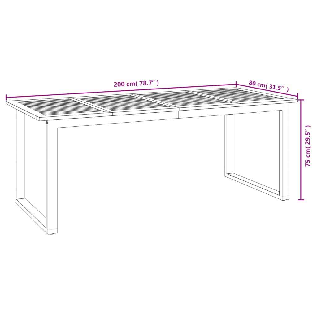 vidaXL Patio Dining Set Outdoor Table and Chair Solid Wood Acacia and Metal-47