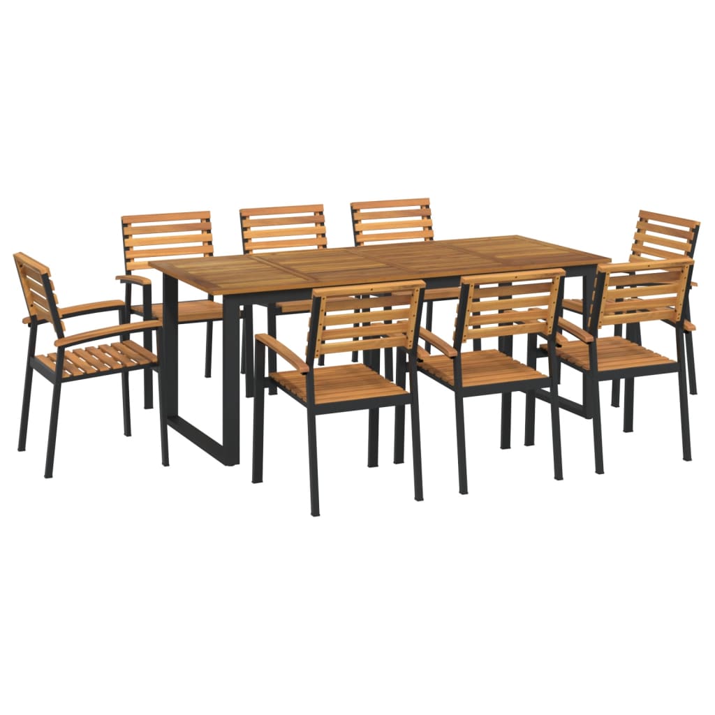 vidaXL Patio Dining Set Outdoor Table and Chair Solid Wood Acacia and Metal-42