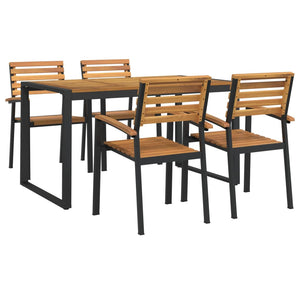 vidaXL 7 Piece Patio Dining Set Solid Wood Acacia and Metal-12