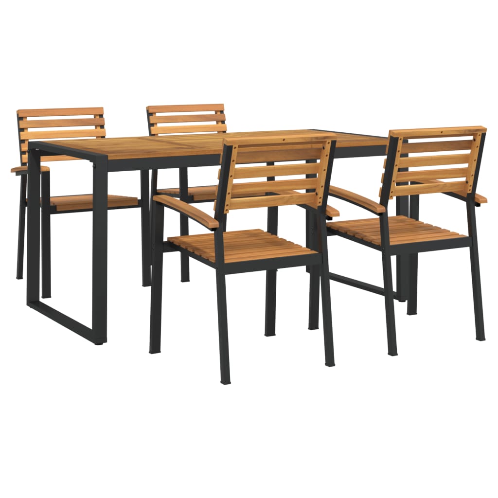 vidaXL 7 Piece Patio Dining Set Solid Wood Acacia and Metal-26