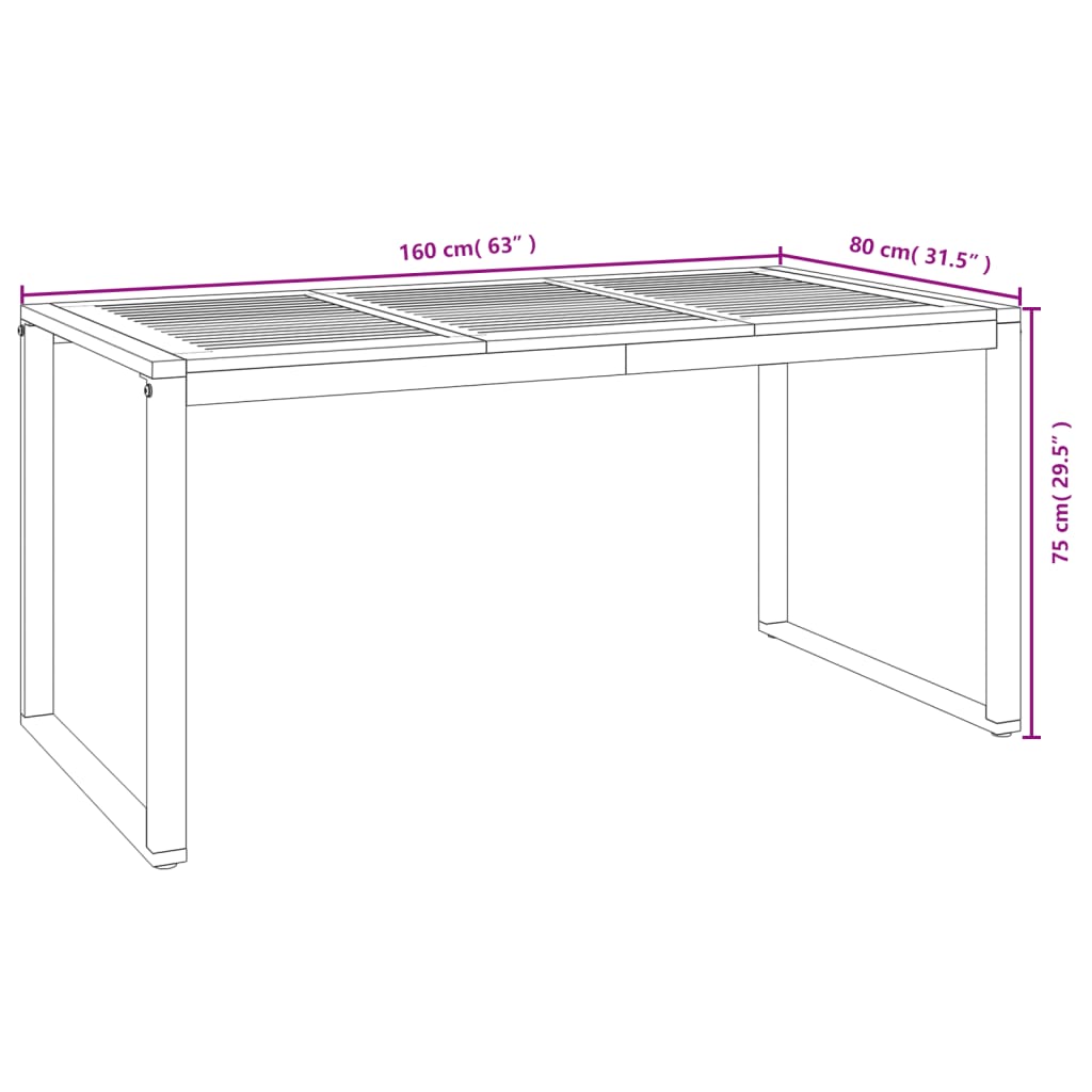 vidaXL 7 Piece Patio Dining Set Solid Wood Acacia and Metal-46