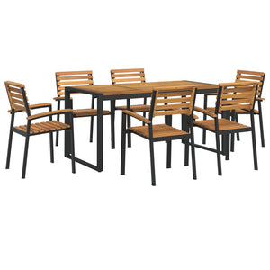 vidaXL 7 Piece Patio Dining Set Solid Wood Acacia and Metal-19