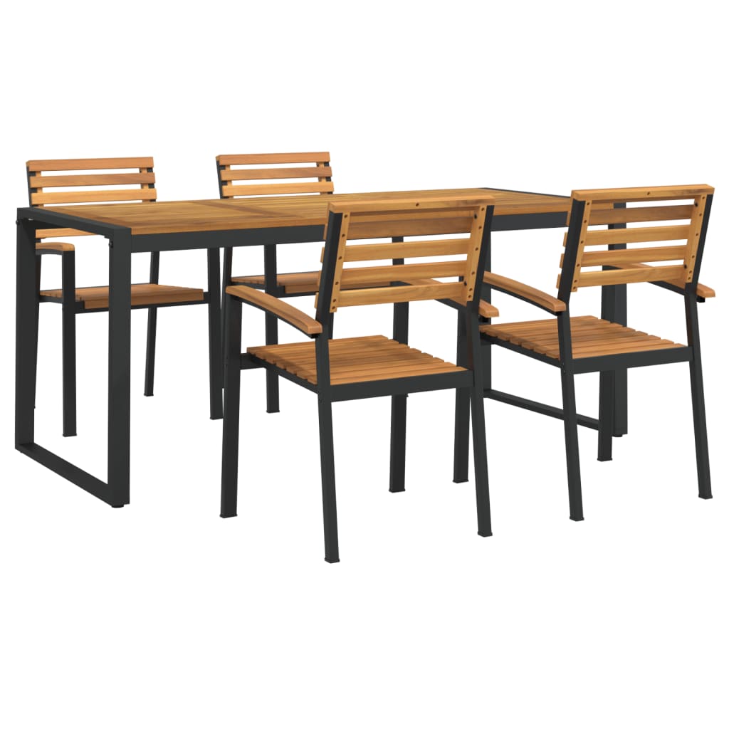 vidaXL 7 Piece Patio Dining Set Solid Wood Acacia and Metal-32