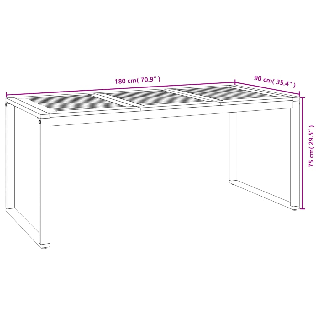 vidaXL 7 Piece Patio Dining Set Solid Wood Acacia and Metal-21