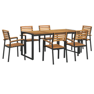 vidaXL 7 Piece Patio Dining Set Solid Wood Acacia and Metal-38