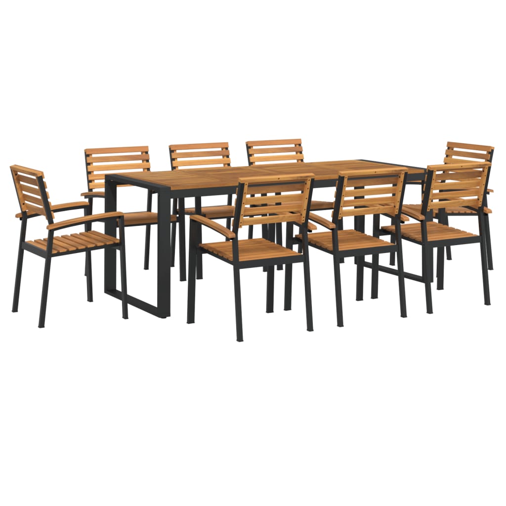 vidaXL 7 Piece Patio Dining Set Solid Wood Acacia and Metal-44