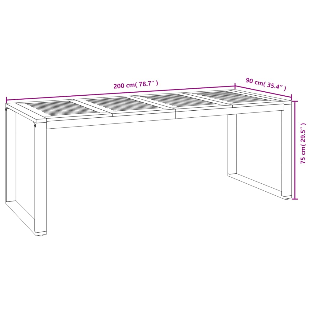 vidaXL 7 Piece Patio Dining Set Solid Wood Acacia and Metal-35