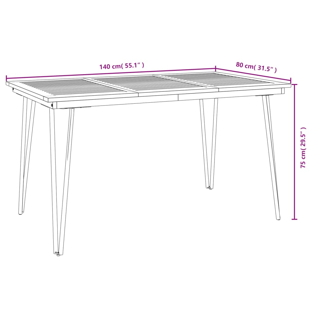 vidaXL 7 Piece Patio Dining Set Solid Wood Acacia and Metal-4