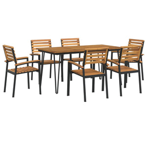 vidaXL 7 Piece Patio Dining Set Solid Wood Acacia and Metal-18