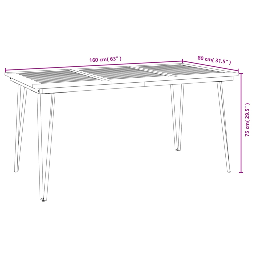 vidaXL 7 Piece Patio Dining Set Solid Wood Acacia and Metal-12