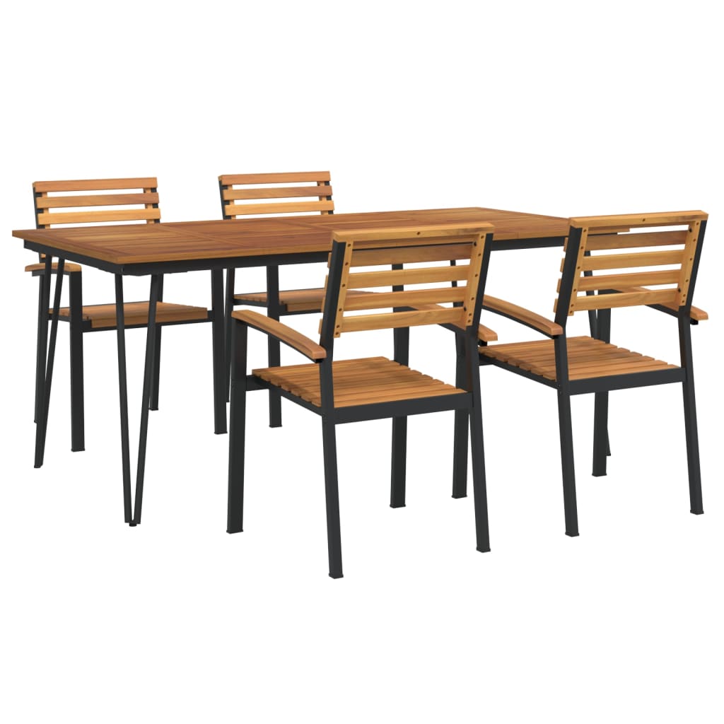 vidaXL 7 Piece Patio Dining Set Solid Wood Acacia and Metal-33