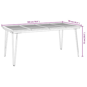 vidaXL 7 Piece Patio Dining Set Solid Wood Acacia and Metal-30