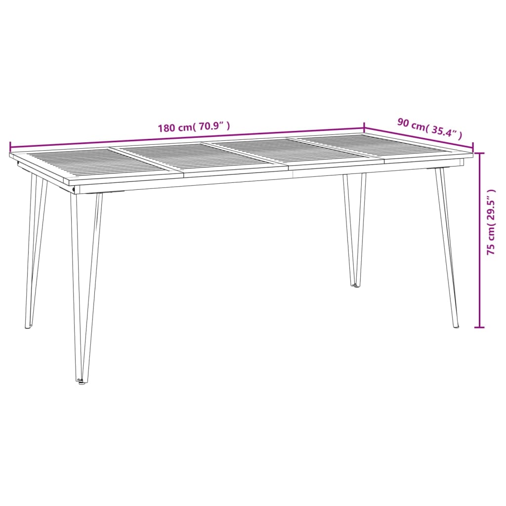 vidaXL 7 Piece Patio Dining Set Solid Wood Acacia and Metal-65