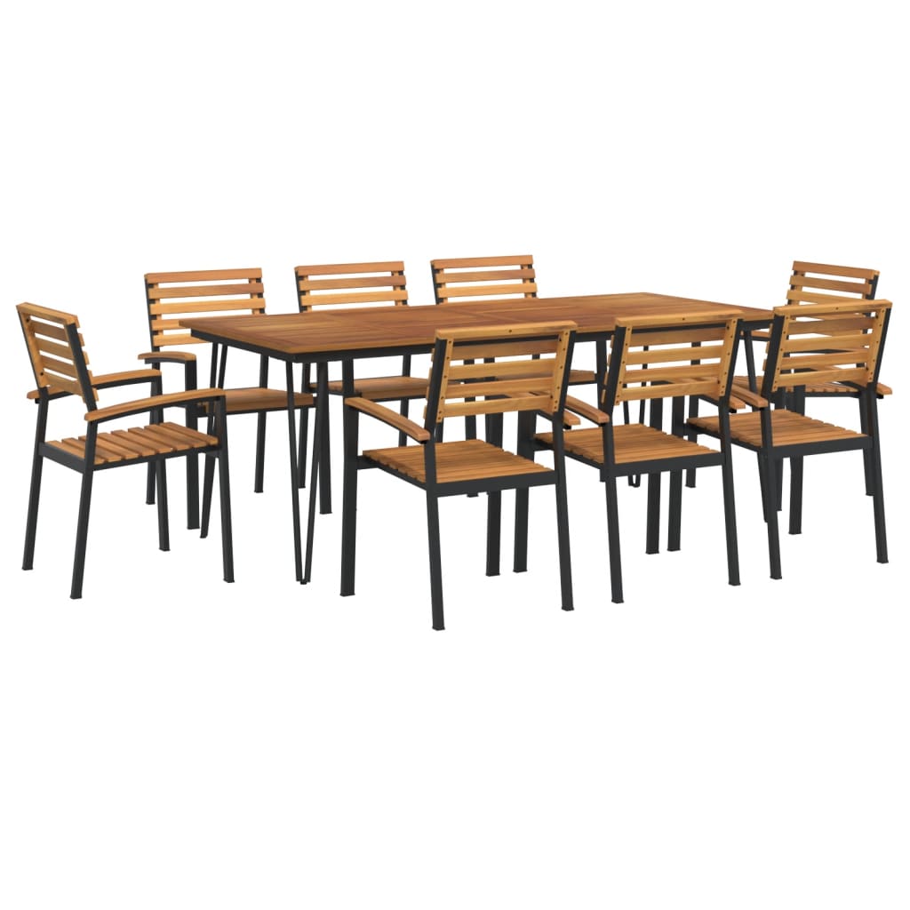 vidaXL 7 Piece Patio Dining Set Solid Wood Acacia and Metal-47