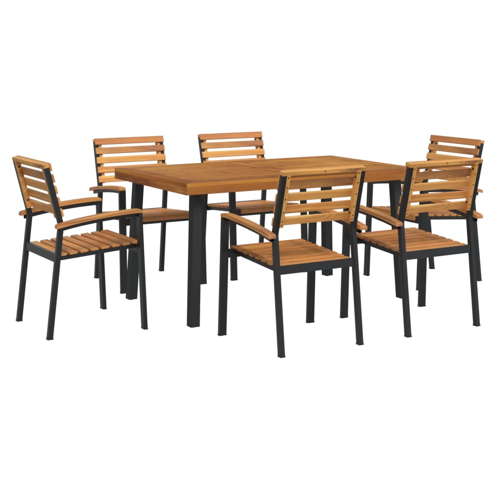 vidaXL 7 Piece Patio Dining Set Solid Wood Acacia and Metal-2