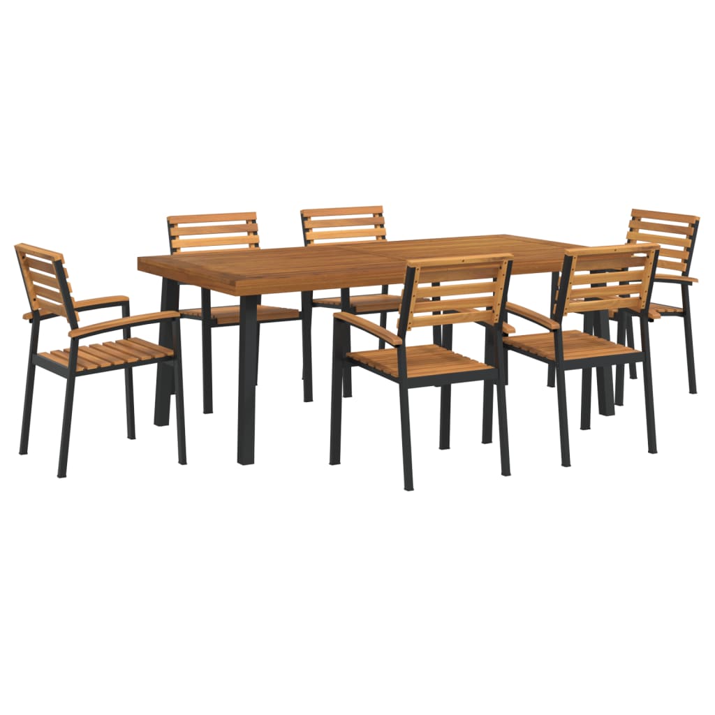 vidaXL 7 Piece Patio Dining Set Solid Wood Acacia and Metal-23