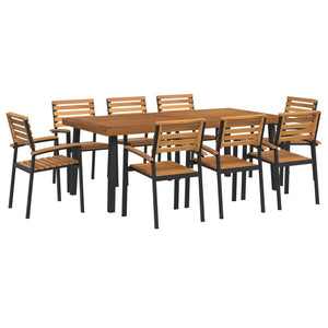 vidaXL 7 Piece Patio Dining Set Solid Wood Acacia and Metal-28