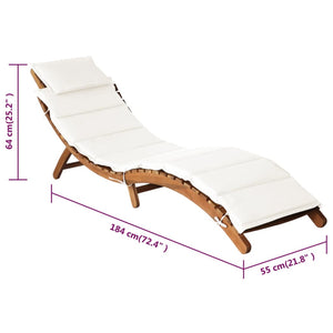 vidaXL Patio Lounge Chair Outdoor Sunbed Folding Sunlounger Solid Acacia Wood-31