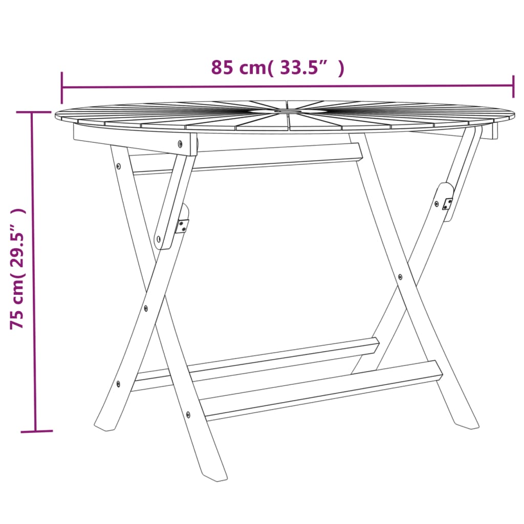 vidaXL Dining Table Outdoor Folding Patio Table for Porch Yard Solid Wood Teak-15