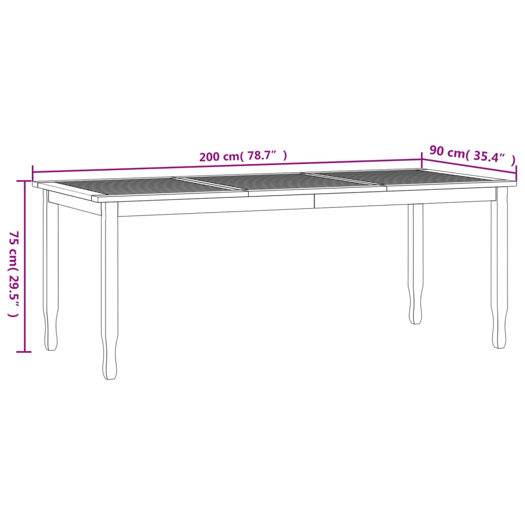 vidaXL Dining Table Rectangular Dining Room Table Furniture Solid Wood Teak-5