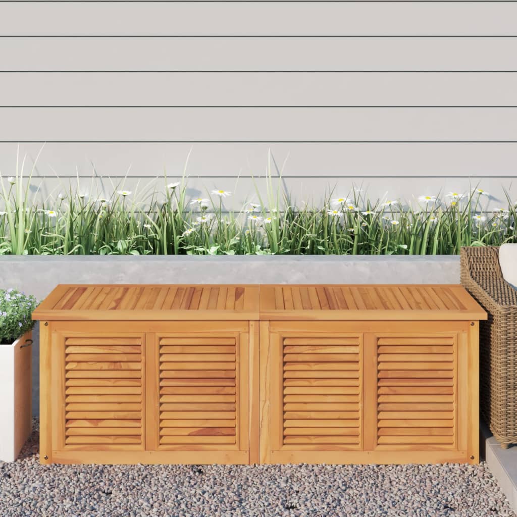 vidaXL Patio Storage Box Outdoor Cushion Storage with Bag Solid Wood Teak-12