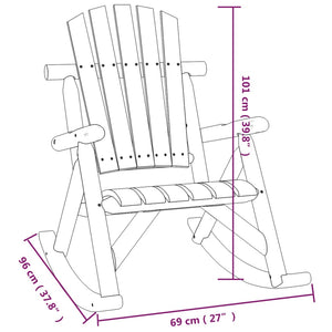 vidaXL Patio Rocking Chair 27.2"x37.8"x39.8" Solid Wood Spruce-4